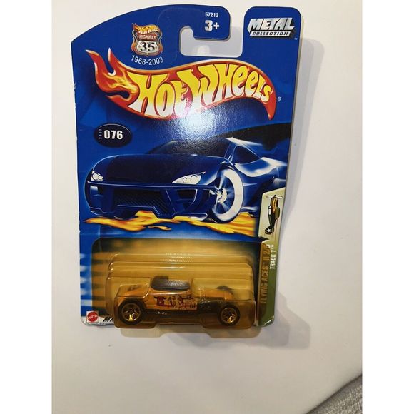 2003 Hot Wheels #76 Flying Aces II 2/5 TRACK T Yellow w/Gold 5 Spoke Wheel China - Picture 1 of 4